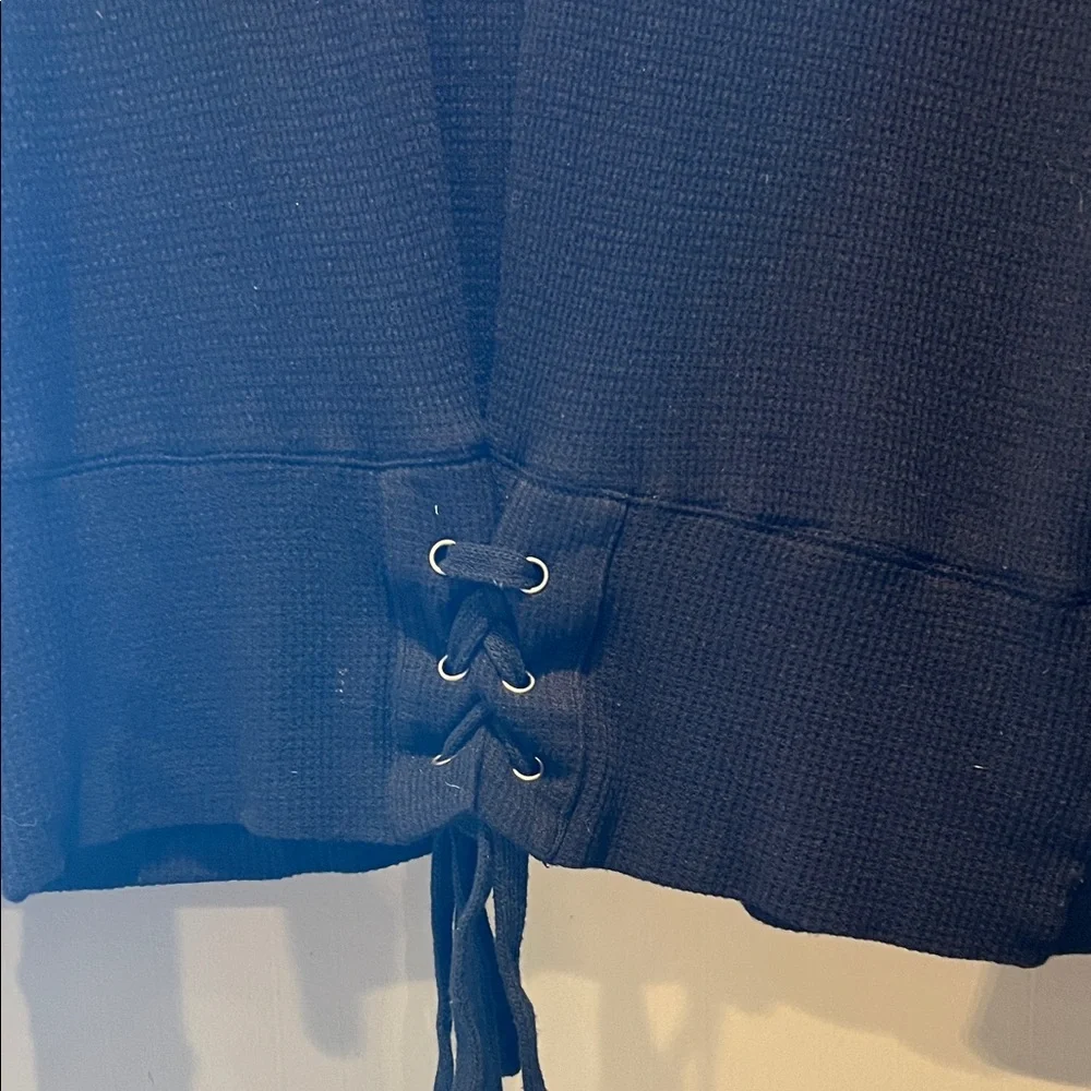 Velvet Women's Black Lace-Up Long super soft thermal Sleeve Top - Picture 5 of 10